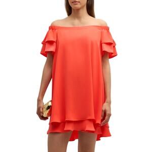 Trina Turk $298 Piper Off-Shoulder Ruffle Mini Dress in Superflora Size M